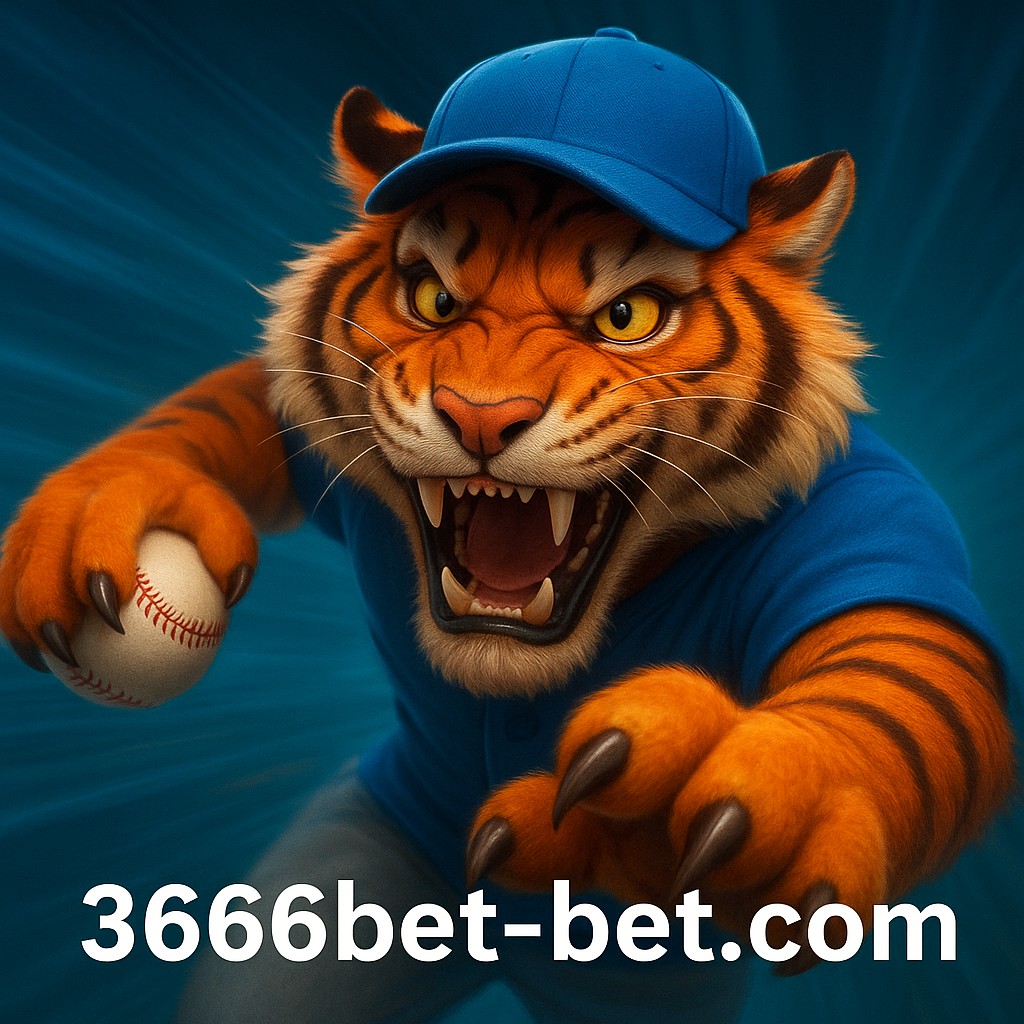 একটি হাসিখুশি বাঘশিশু ইউনিফর্ম পরা, পায়ে একটি বল ধারণ করে 3666bet-এ ক্রিকেট-গেমিংকে প্রতীকীভাবে তুলে ধরে