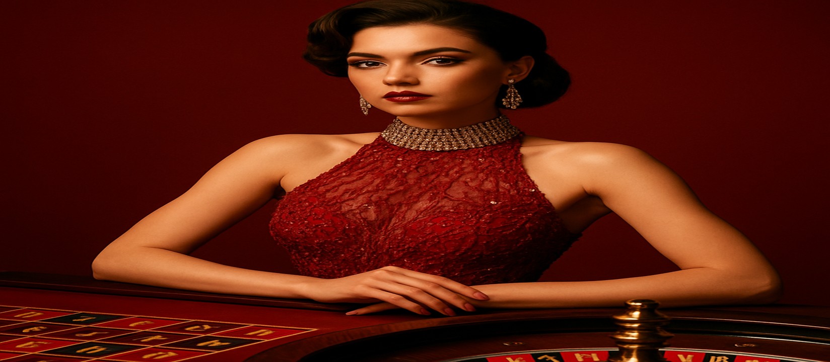 গেমিং প্ল্যাটফর্মে লাল পোশাক পরা এক সুন্দরী নারী 3666bet-এ দ্রুত ও নিরাপদ লগ-ইন পেতে সাহায্য করেন